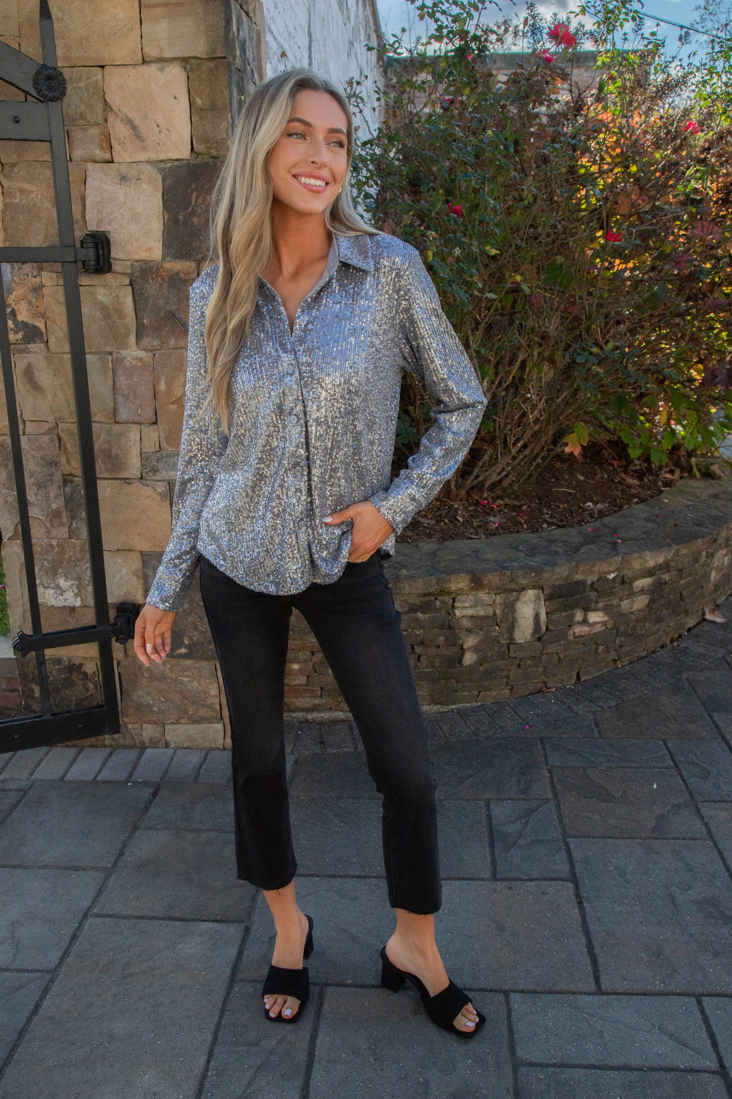 Radiant Sequin Shirt, Gunmetal | Sanctuary