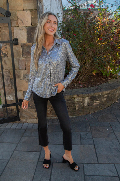  Radiant Sequin Shirt, Gunmetal | Sanctuary
