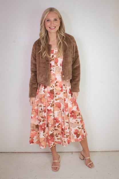  Martha Faux Fur Crop Blazer, Mocha