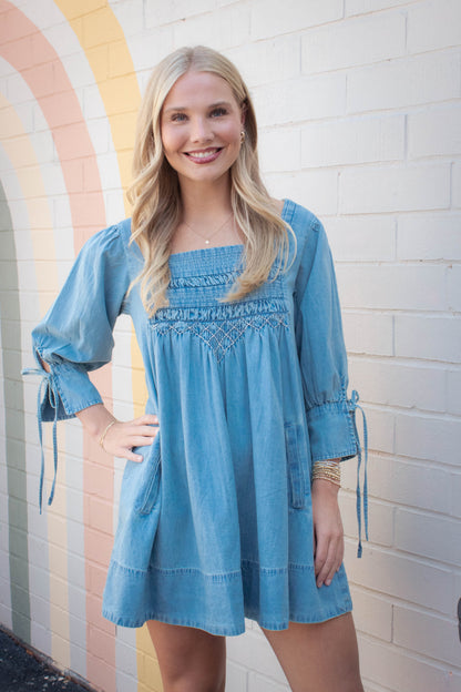  Sonora Denim Mini Dress, Cornflower | Free People