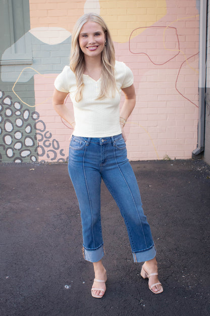  Melba Straight Wide Cuffed Jeans, Medium