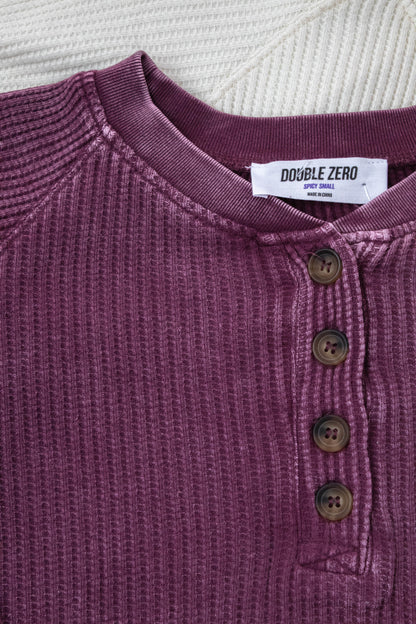  Jordan Knit Henley Top, Dark Cherry