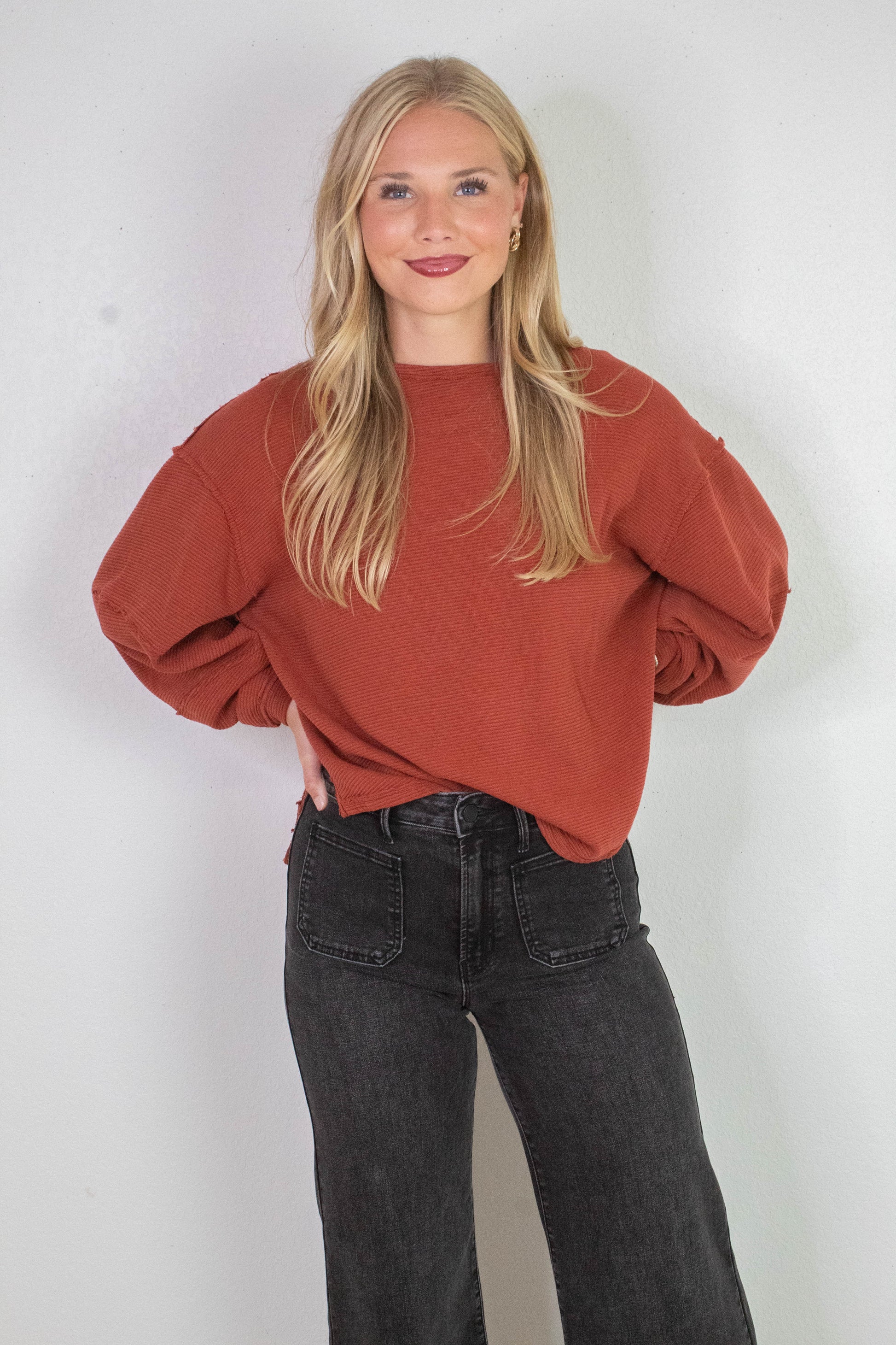  Leah Patch Pocket Wide Leg Jeans, Washed Black