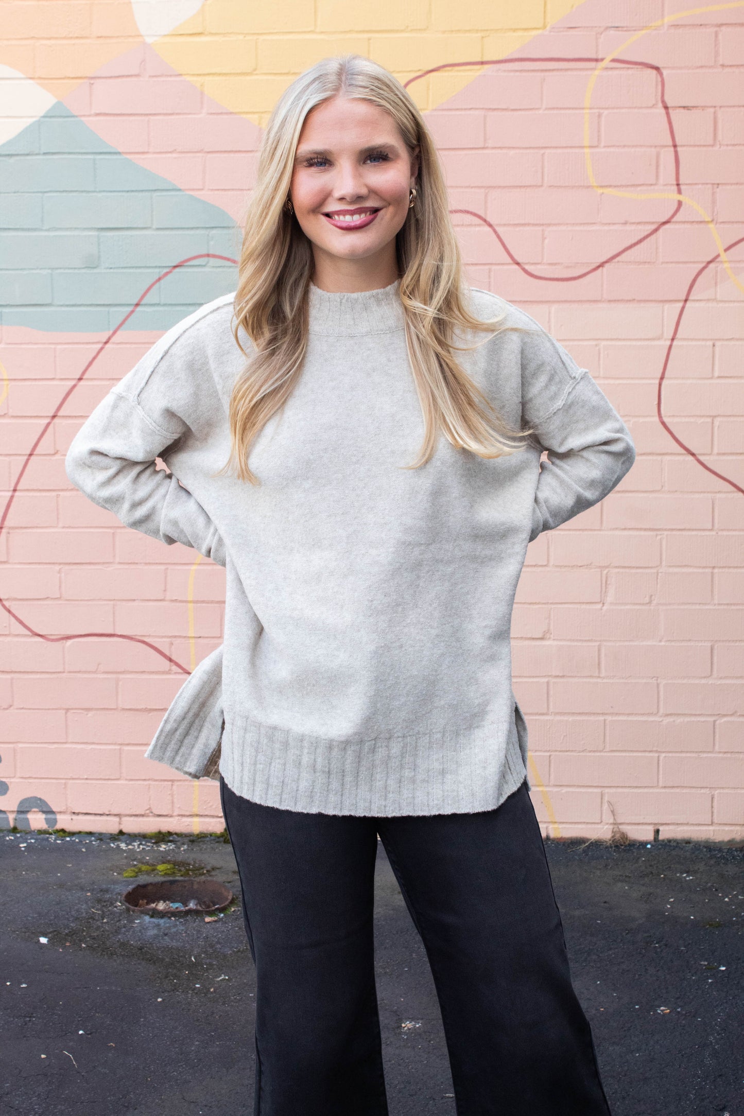  Oakleigh Relaxed Fit Sweater, Light Taupe