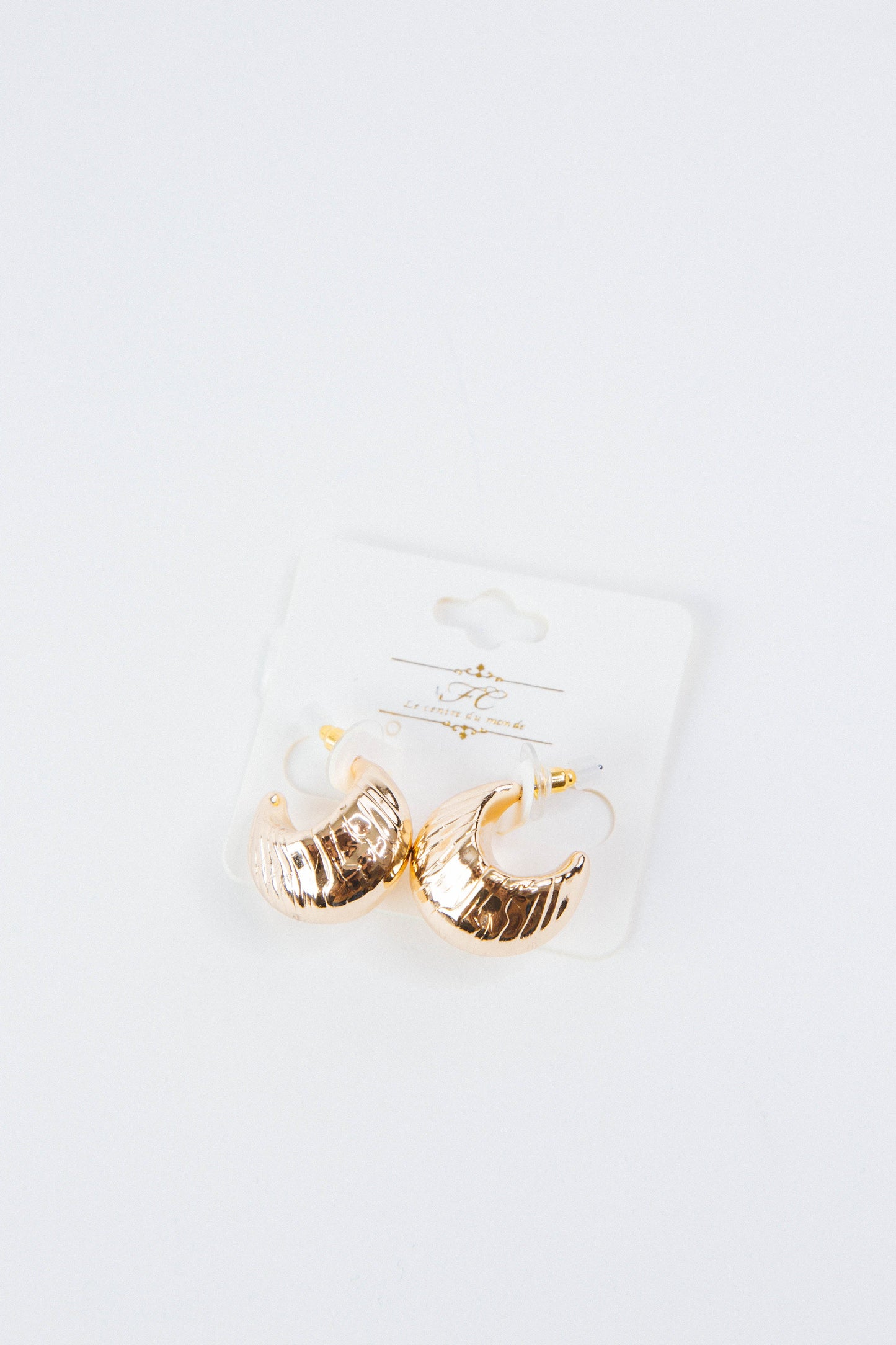  Ariah Textured Moon Hoop Earrings, Gold