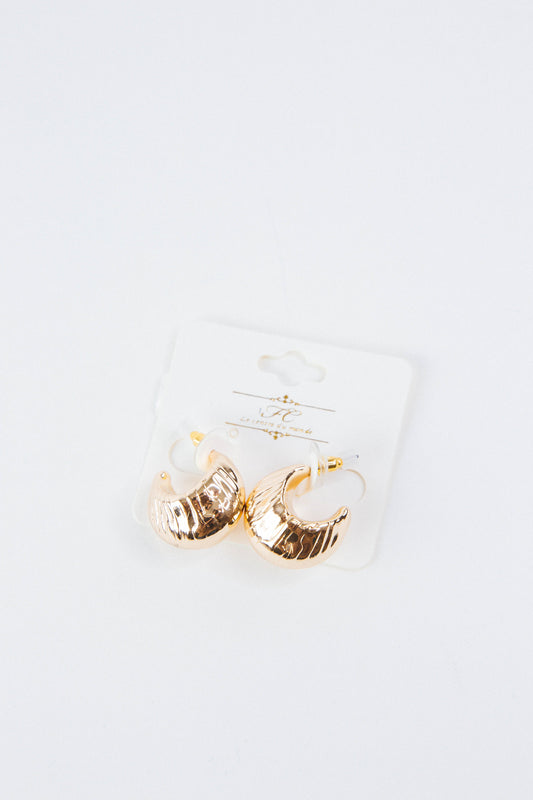  Ariah Textured Moon Hoop Earrings, Gold