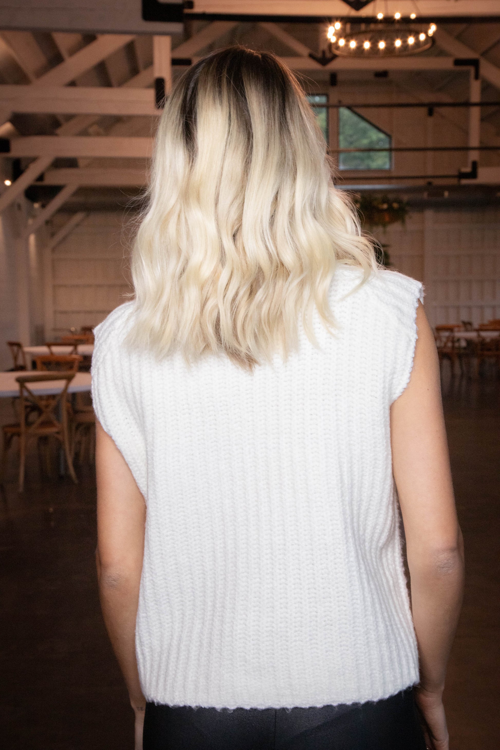  Salima Turtleneck Sweater Vest, Winter White | RD Style