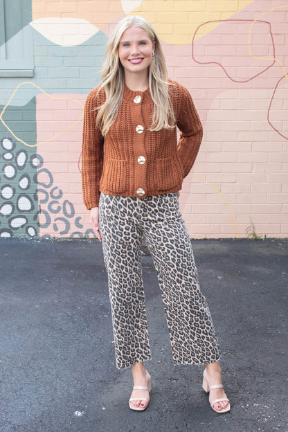  Brielle High Rise Crop Jeans, Animal Print