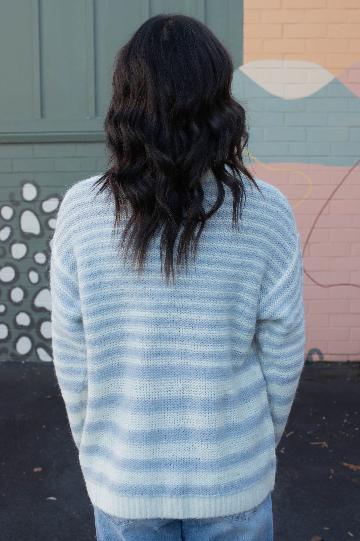  Fuzzy Stripe Tunic Sweater, Pearl Blue/Chalk | Sanctuary