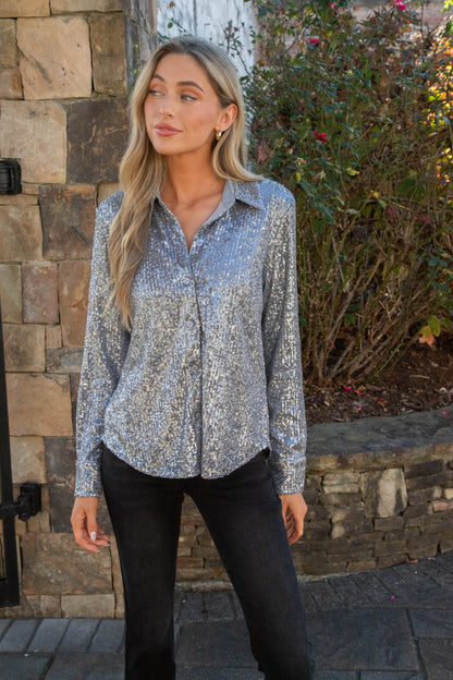  Radiant Sequin Shirt, Gunmetal | Sanctuary