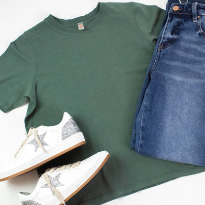  Adalynn Classic Boxy Fit Tee, Silky Pine