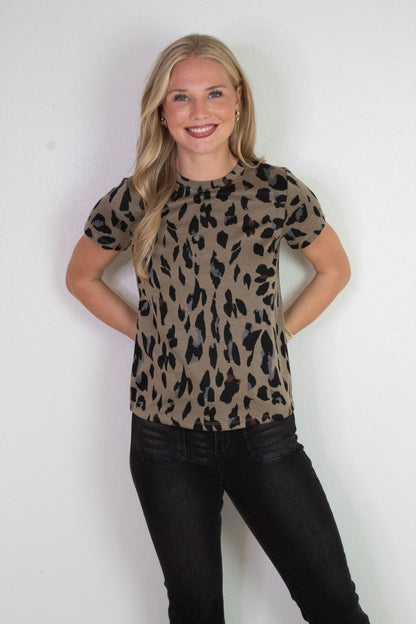  Double Knit Perfect Tee, Winter Leopard | Sanctuary