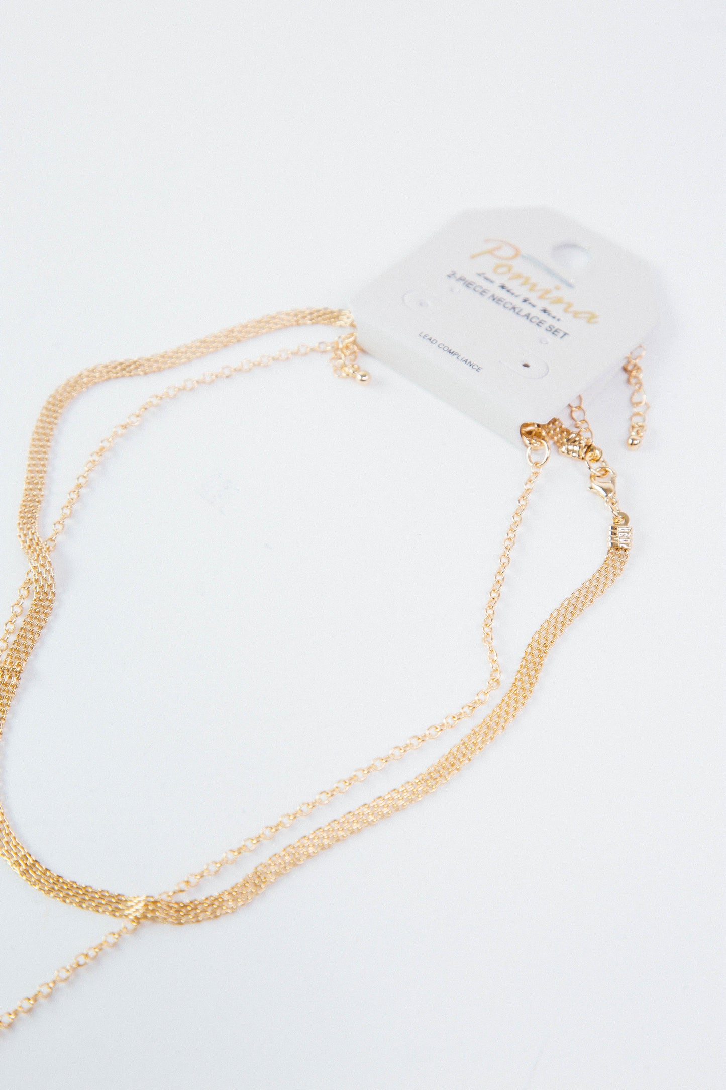  Maren Mesh Chain Dual Necklace, Gold