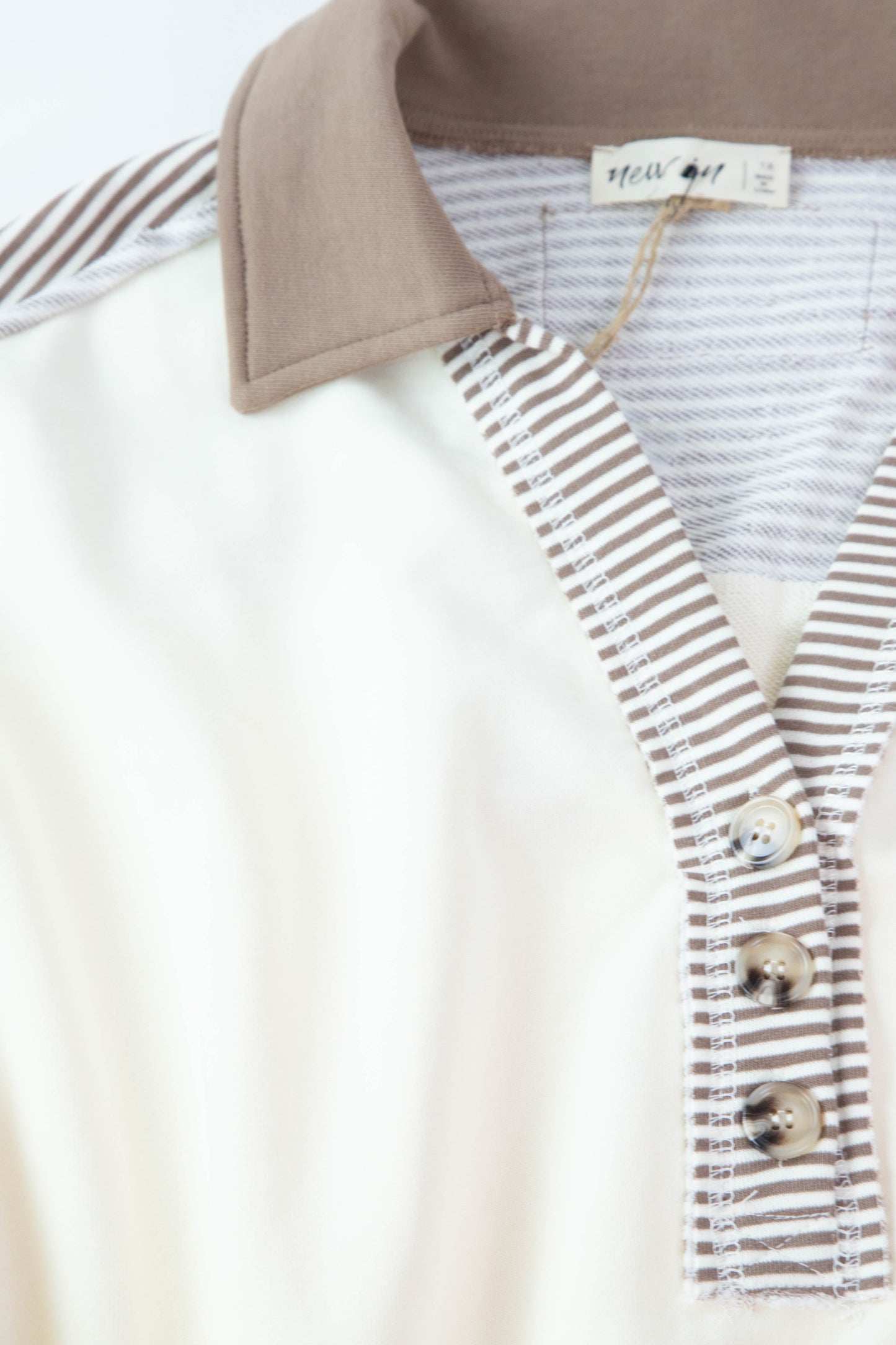  Tala Colorblock Stripe Contrast Top, Ivory | Plus Size