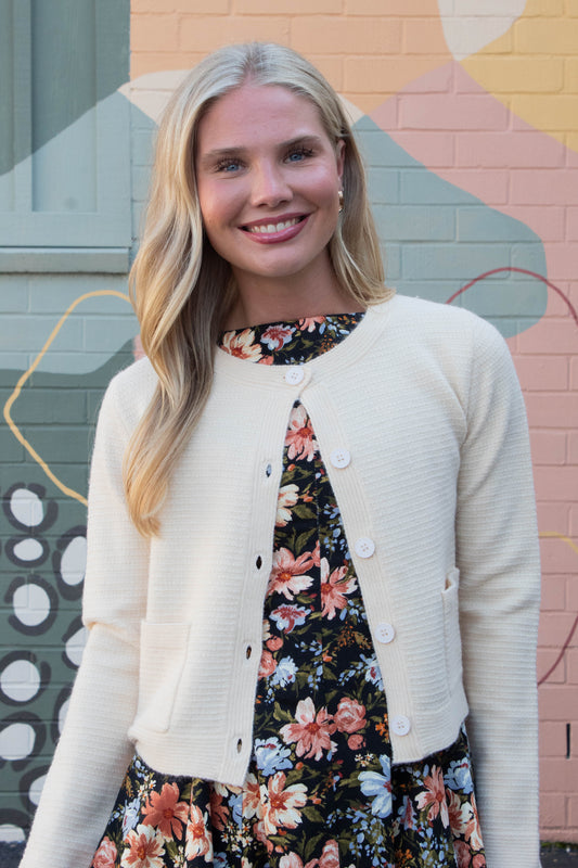  Eva Button Up Sweater Cardigan, Butter