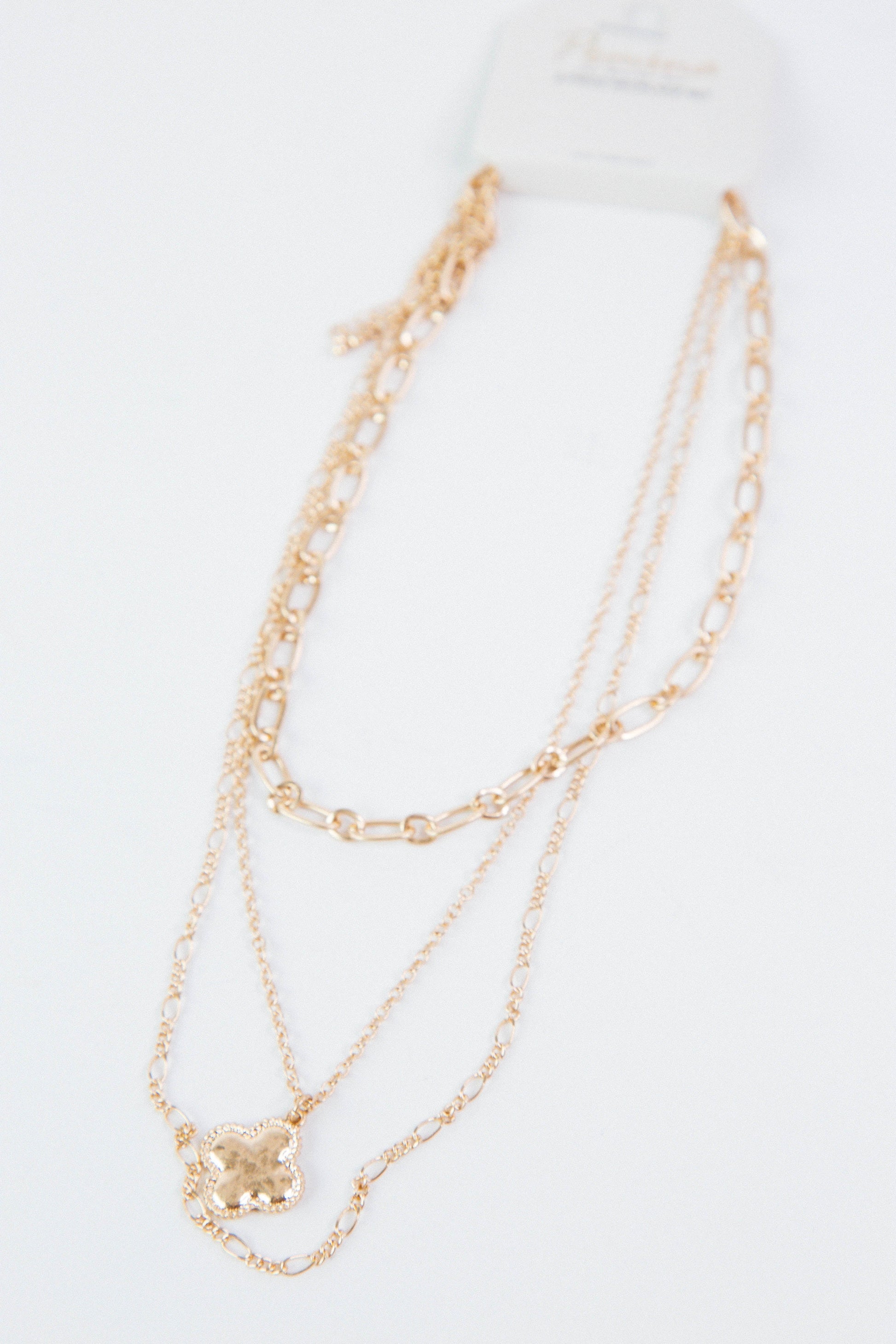  Talia Clover Layered Necklace, Gold