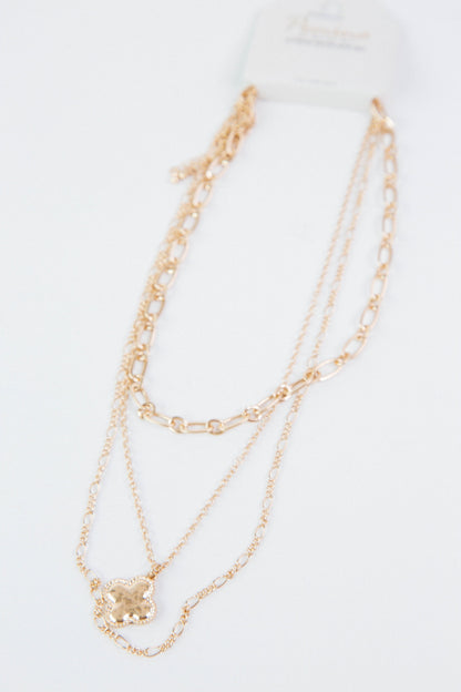  Talia Clover Layered Necklace, Gold