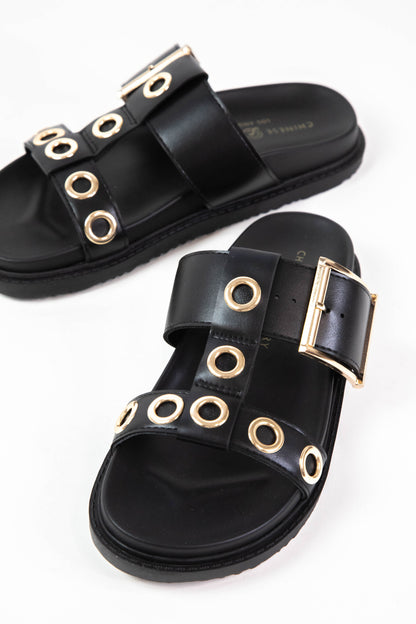  Rozalia Grommet Detailed Sandal, Black | Chinese Laundry