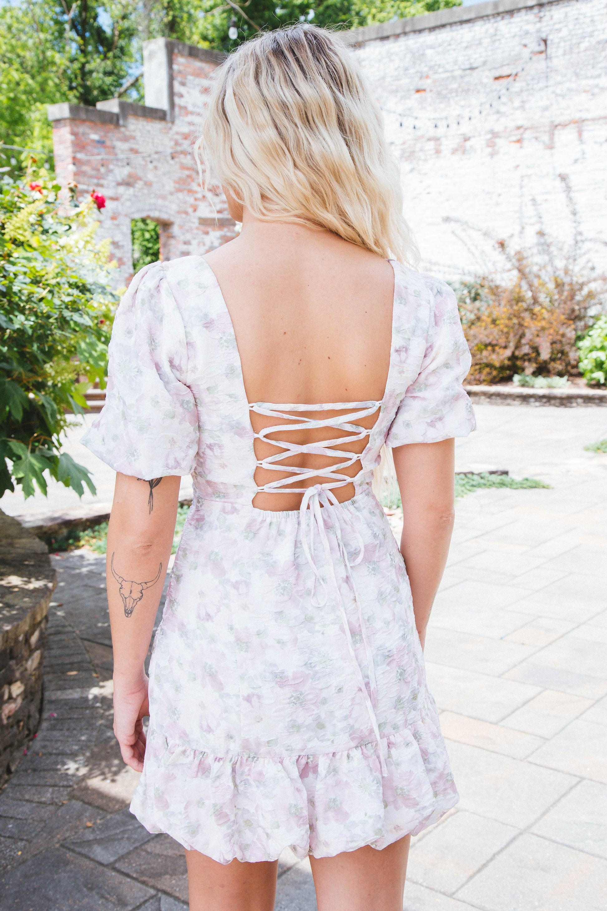  Hazel Ruffle Hem Dress, Blush/Grey