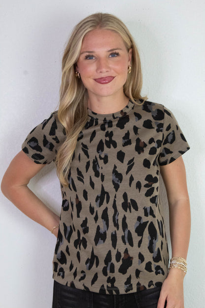  Double Knit Perfect Tee, Winter Leopard | Sanctuary