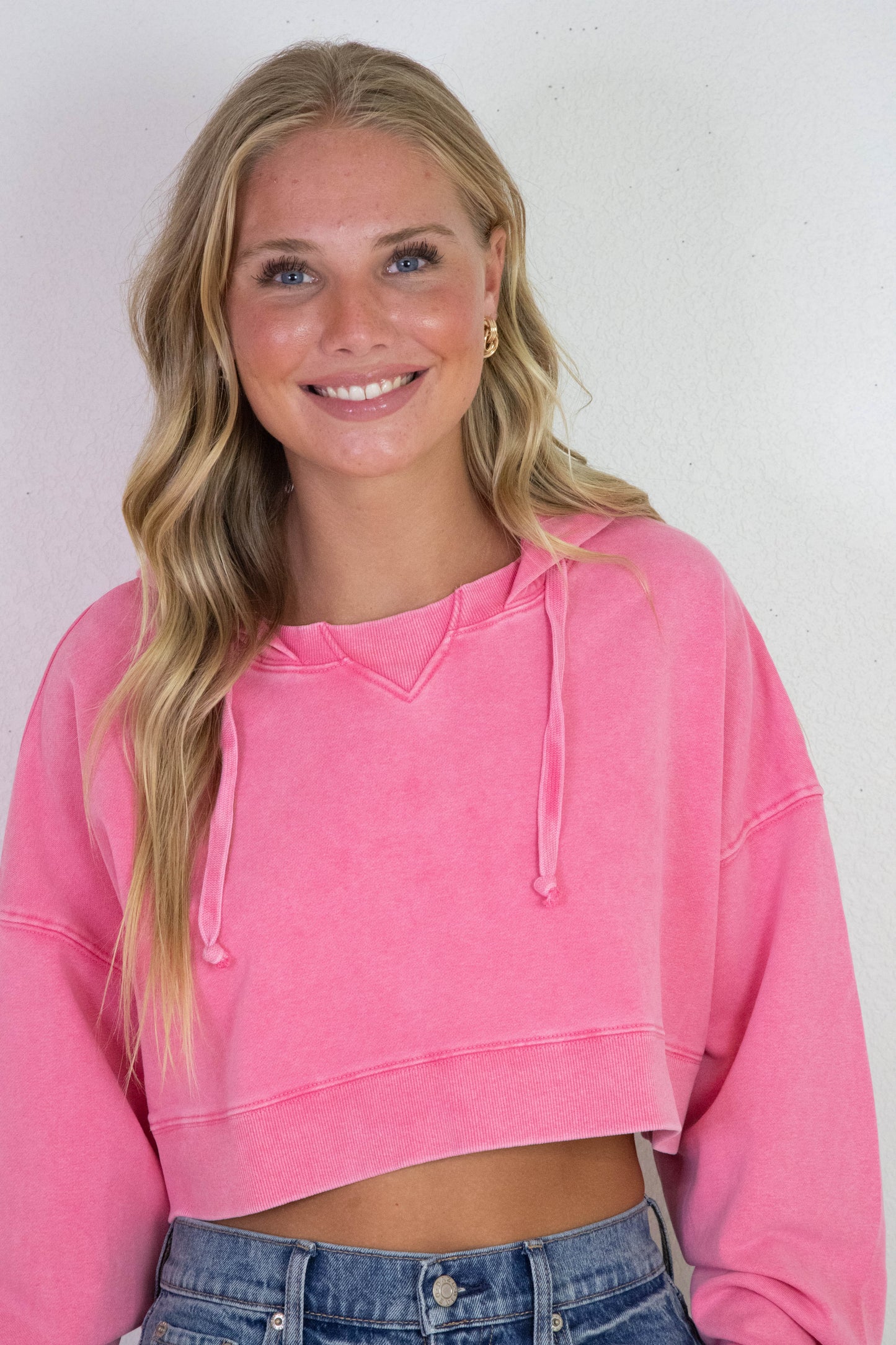  Blaire Mineral Wash Pullover Hoodie, Pink
