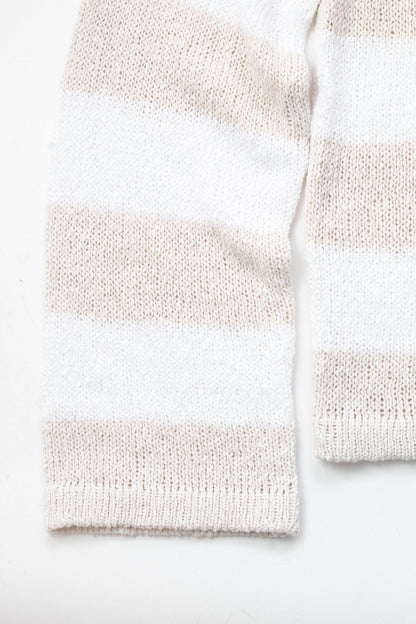  Stella Textured Raglan Sweater, White/Light Oak Stripe | Sanctuary