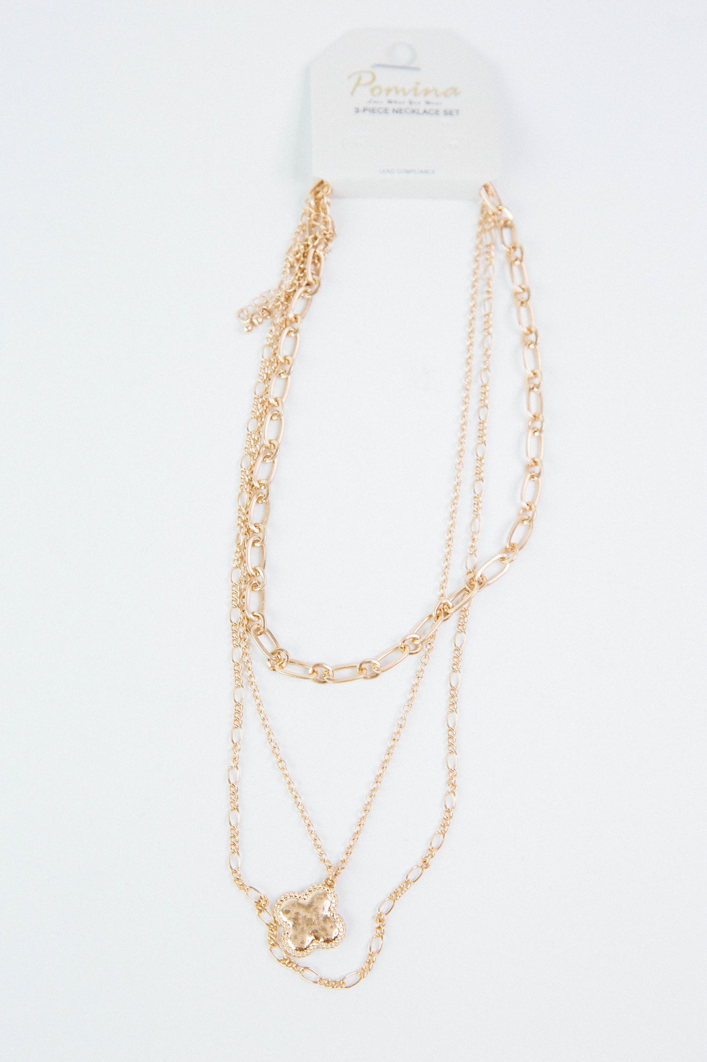  Talia Clover Layered Necklace, Gold