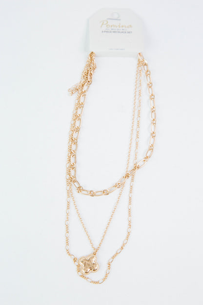  Talia Clover Layered Necklace, Gold