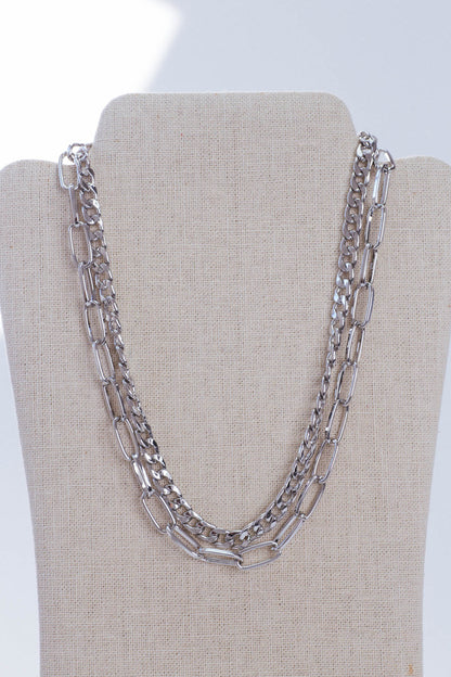  Fearless Layered Necklace, Silver