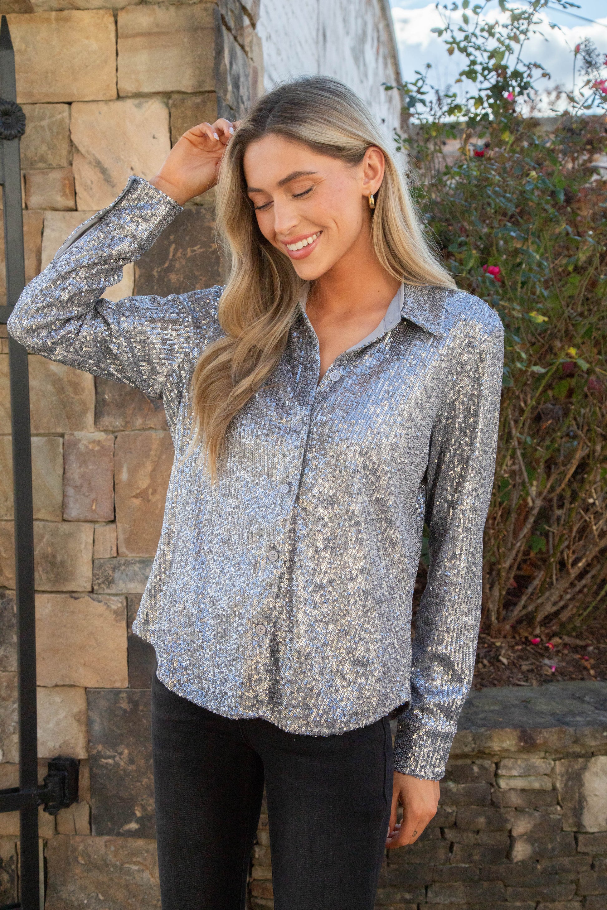  Radiant Sequin Shirt, Gunmetal | Sanctuary