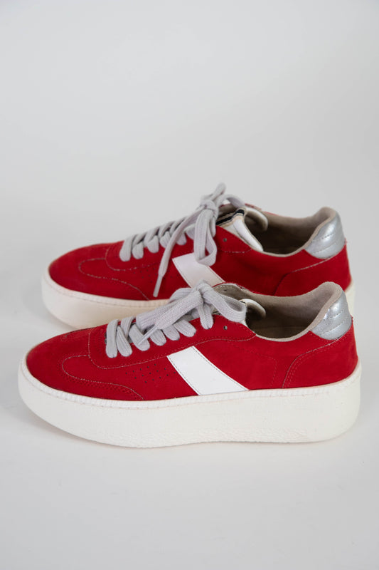  Stacey Suede Platform Sneaker, Red Suede | ShuShop