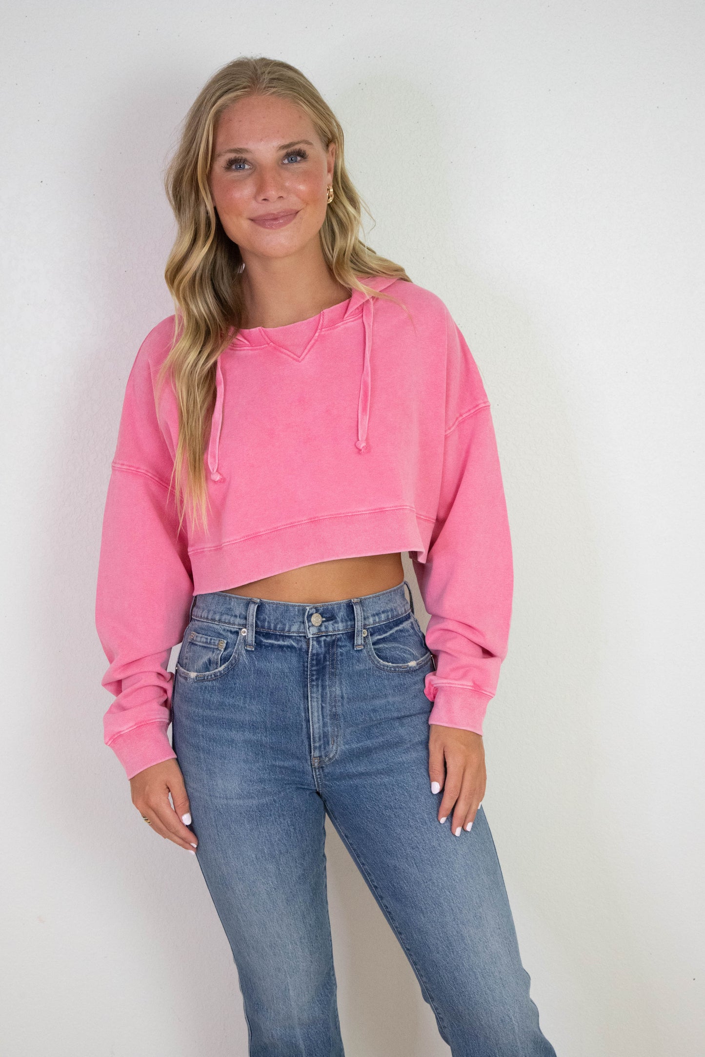 Blaire Mineral Wash Pullover Hoodie, Pink