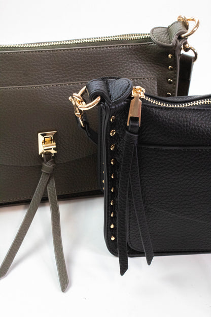  Louise Stud Detailed Crossbody, Olive
