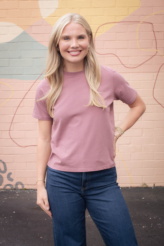  Adalynn Classic Boxy Fit Tee, Rose Taupe