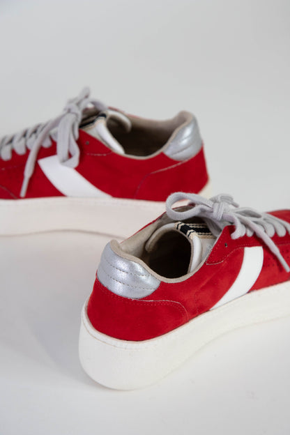  Stacey Suede Platform Sneaker, Red Suede | ShuShop