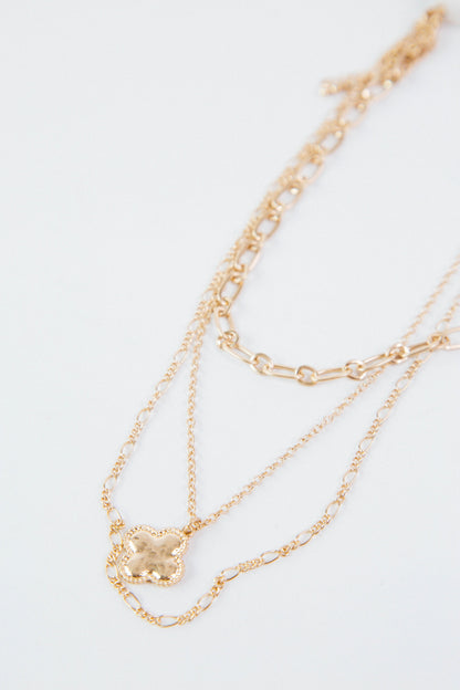  Talia Clover Layered Necklace, Gold