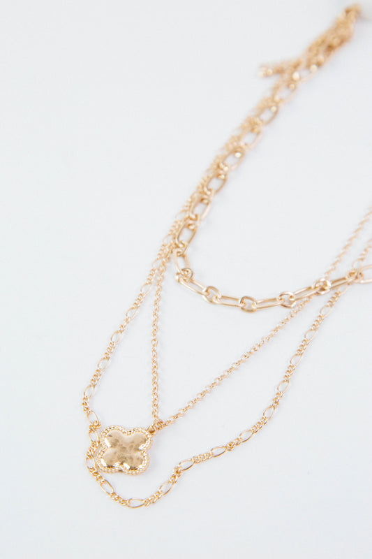  Talia Clover Layered Necklace, Gold