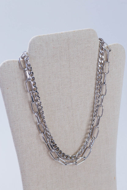  Fearless Layered Necklace, Silver