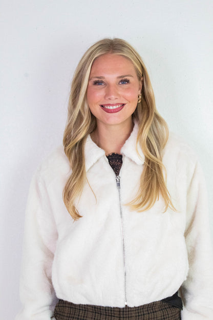  Irene Faux Fur Jacket, Cream