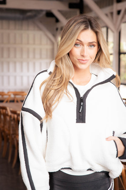  Mountain High 1/2 Zip Jacket, White Combo | Free People