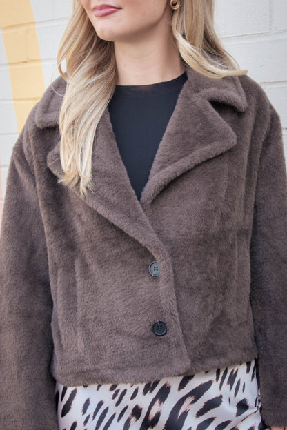  Colette Fur Jacket, Choco Chip | Sanctuary