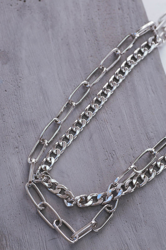  Fearless Layered Necklace, Silver