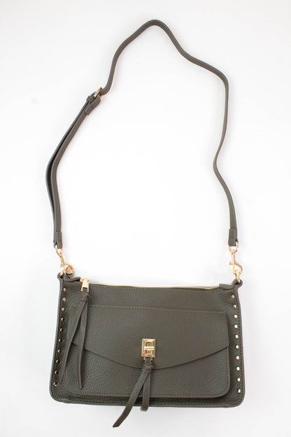  Louise Stud Detailed Crossbody, Olive