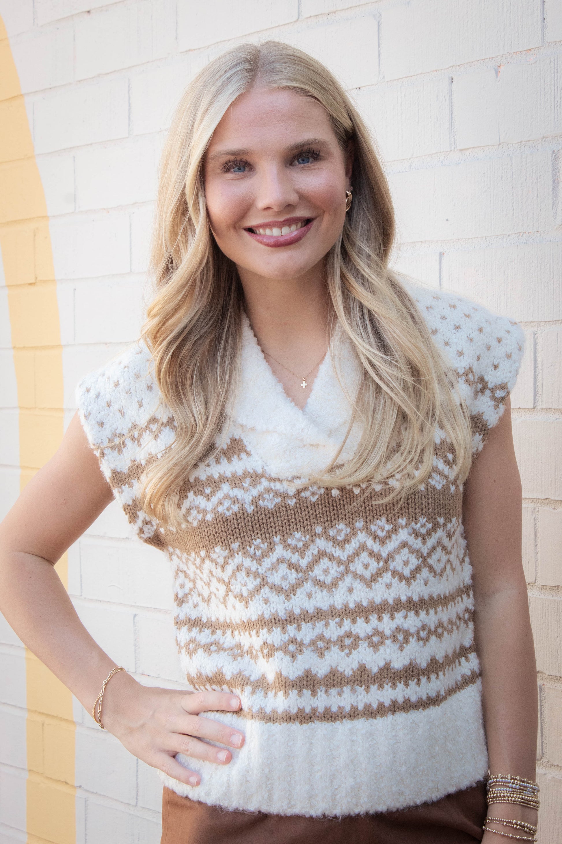 Paulie Collared Sweater Vest, Multi | Steve Madden