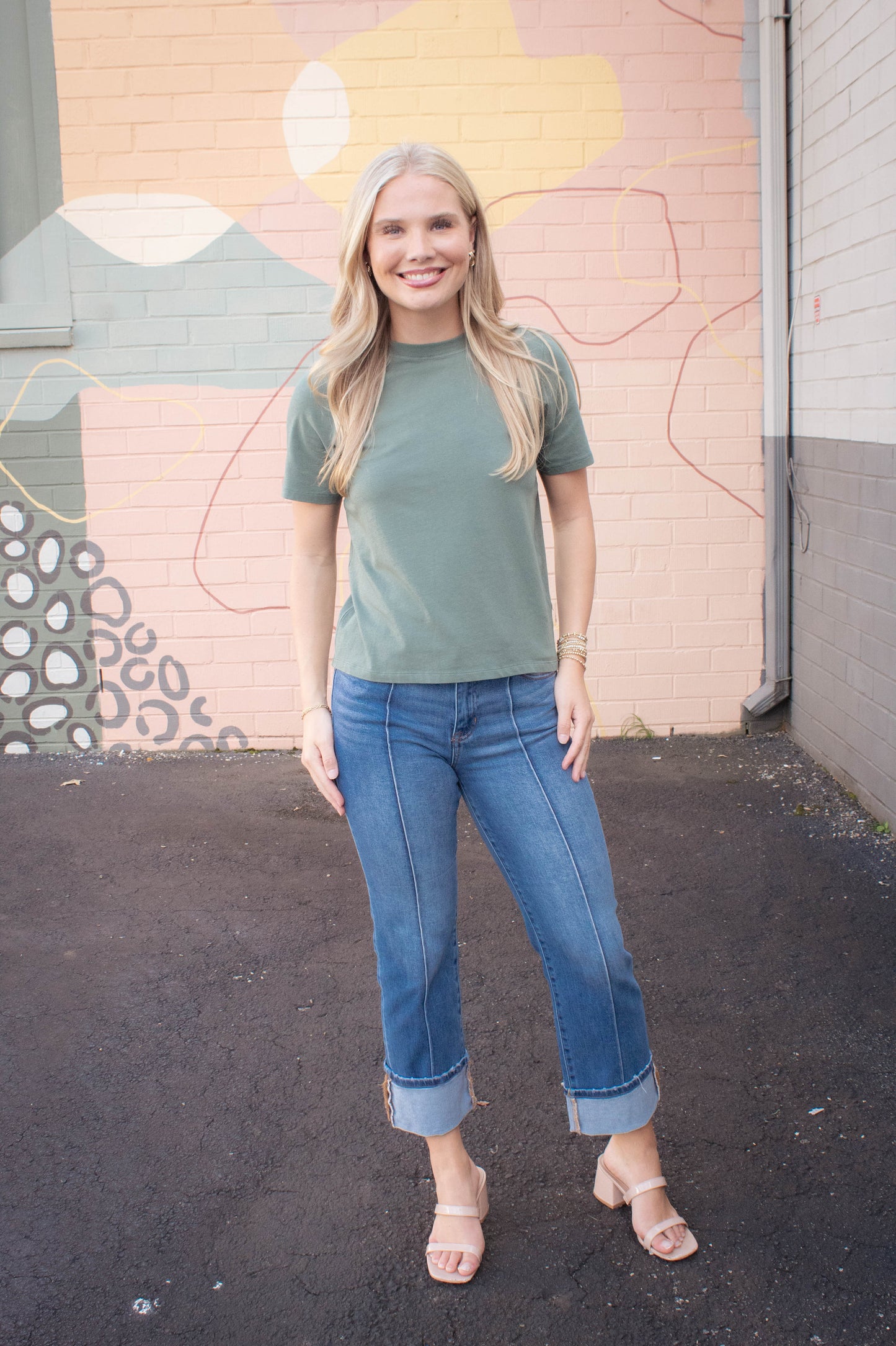  Adalynn Classic Boxy Fit Tee, Silky Pine