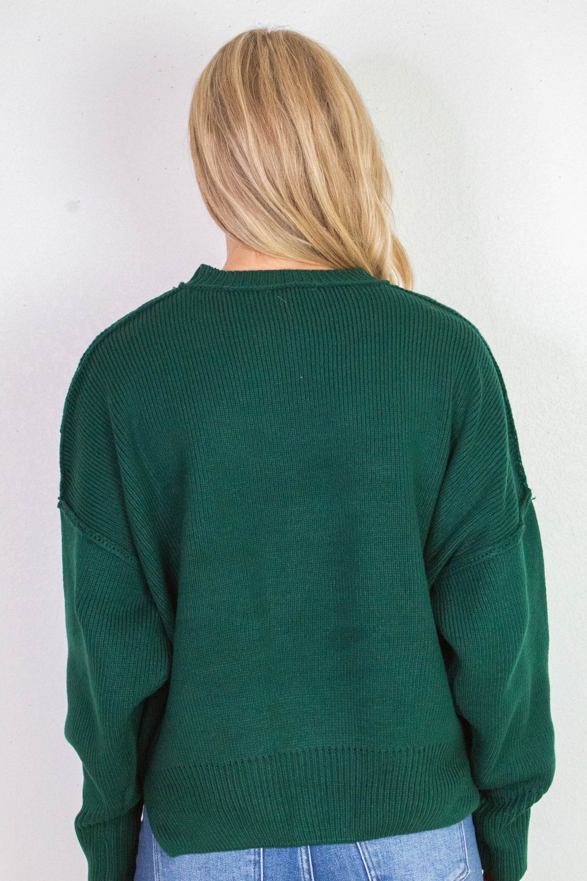  Abby Drop Sleeve Oversized Sweater, Dark Green