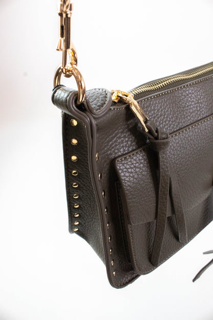  Louise Stud Detailed Crossbody, Olive