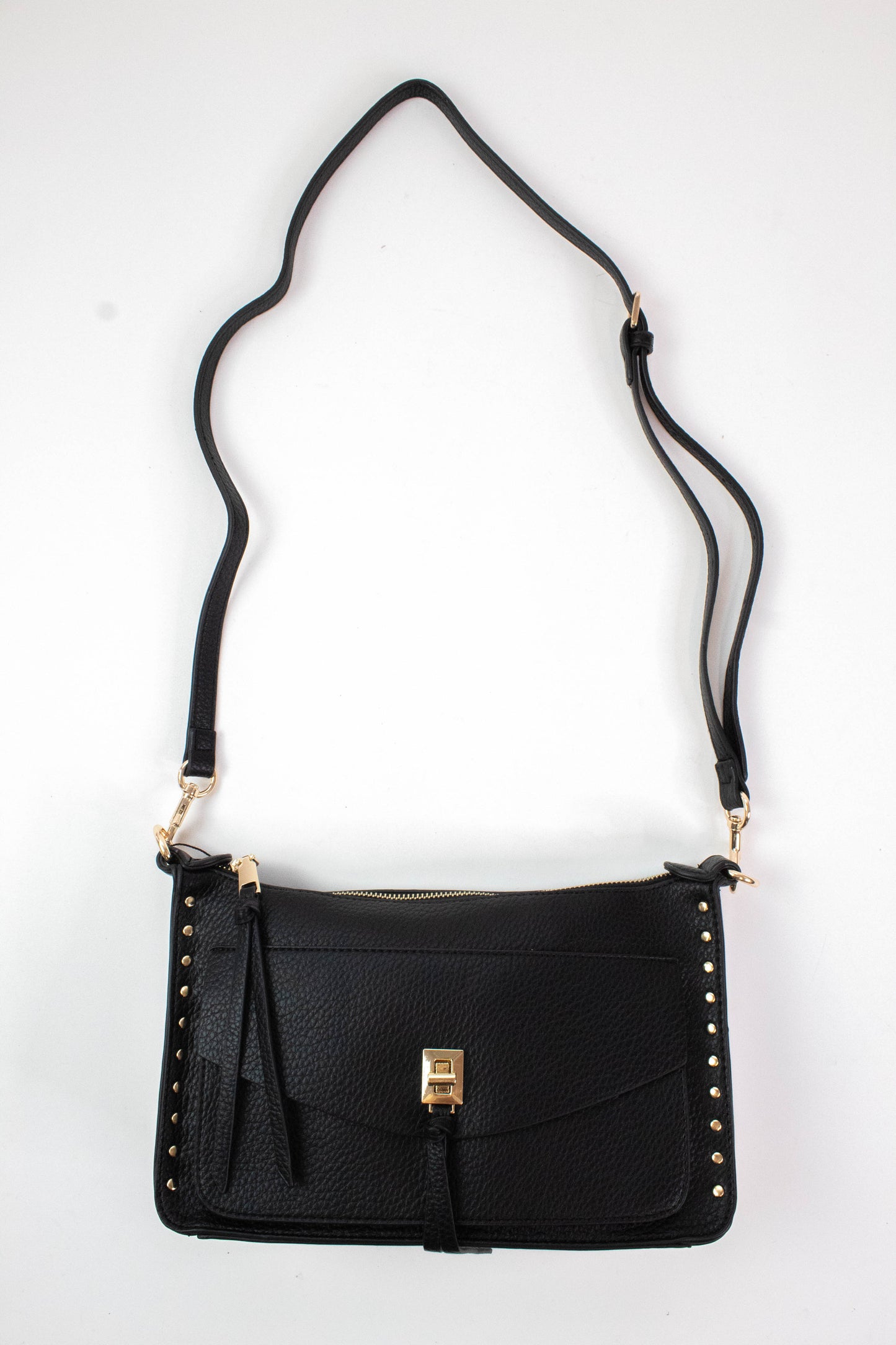  Louise Stud Detailed Crossbody, Black