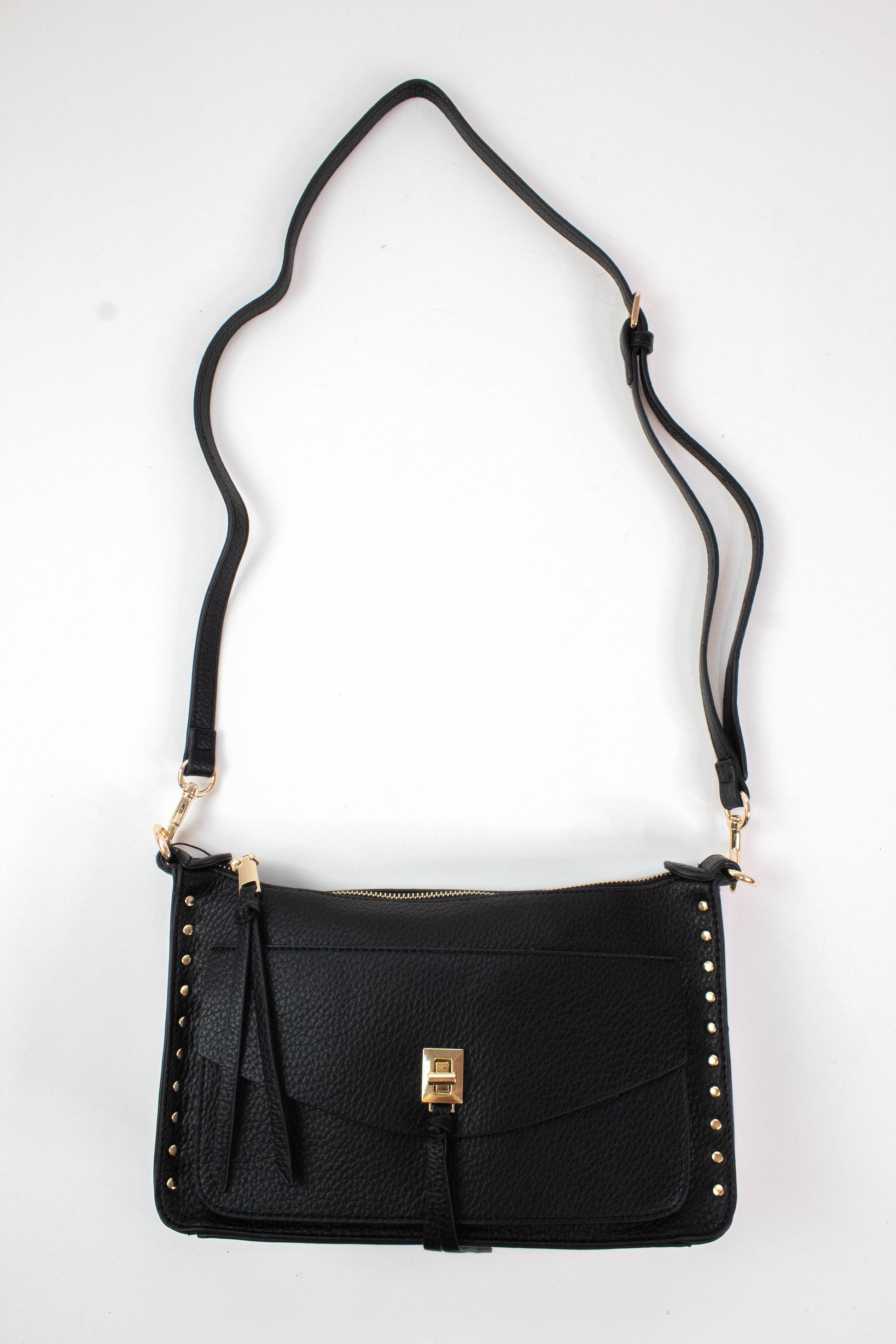  Louise Stud Detailed Crossbody, Black