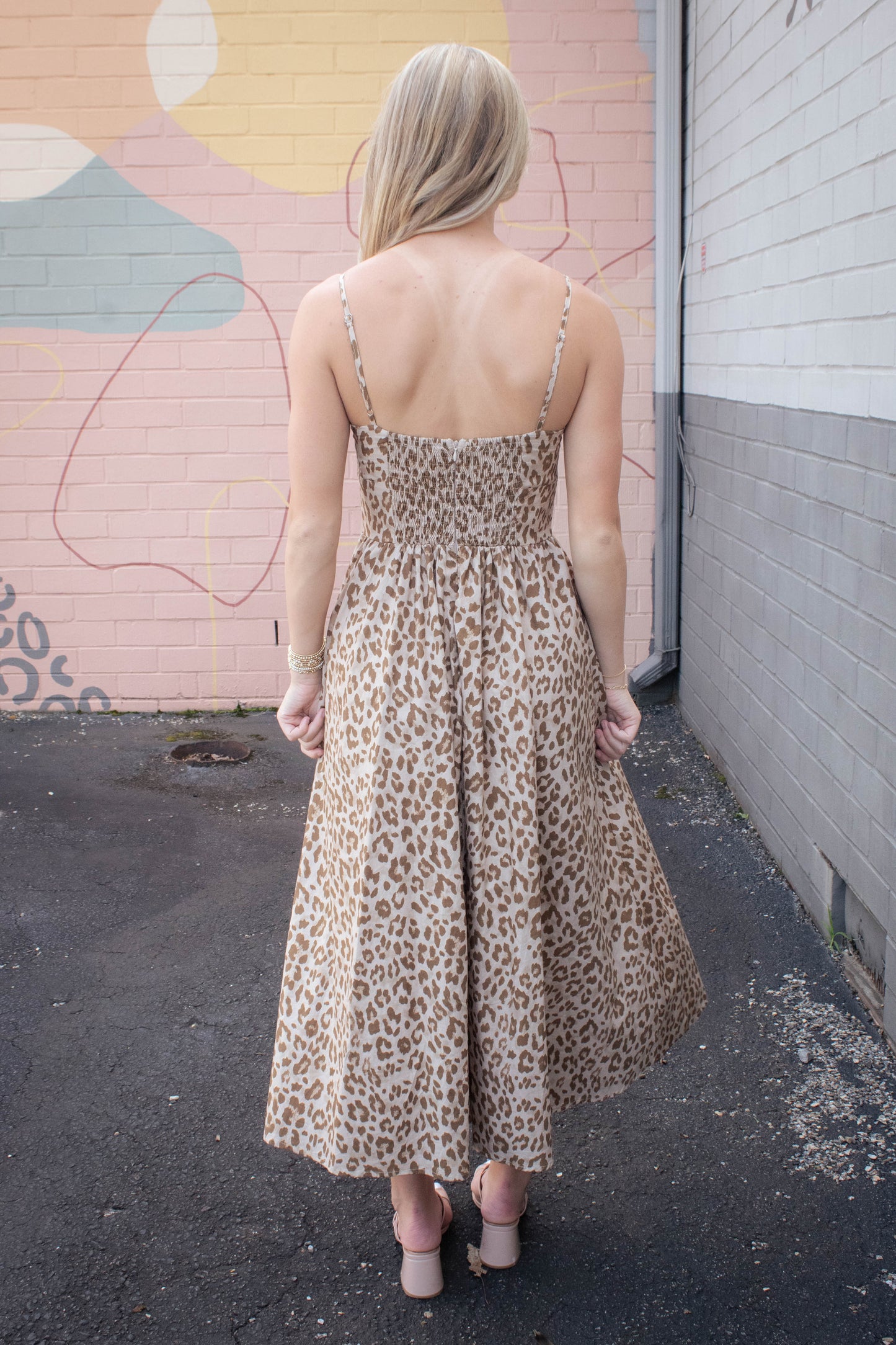  Claire Leopard Print Midi Dress, Taupe